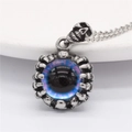 Gothic retro evil eye pendant in antique silver finish with skull and claw details - Purple Eye Style / Pendant Only (Without Chain)