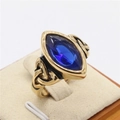 Vintage gold Viking Celtic knot ring featuring a large marquise cut blue gemstone - US 7 / Gold Blue Stone