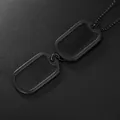 Collana doppia piastrina militare in acciaio inossidabile nero opaco con gommini - Nero Liscio