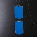 Halskette mit zwei himmelblauen Dog-Tag-Anhängern und schwarzer Kugelkette - Doppelter Blauer Anhänger
