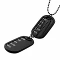 Mattschwarze Doppel-Erkennungsmarken-Halskette mit US-Militär-ID-Tags und Perlenkette - Schwarz