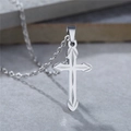 Minimalistische zilveren roestvrijstalen kruis hanger ketting met gegraveerde lijnen - Stalen Hanger Zonder Ketting
