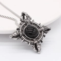 Retro gothic cross and vajra pestle stainless steel necklace with black onyx gemstone - Black Color Pendant Only (Without Chain)