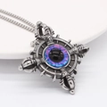 Vintage silver punk cross vajra pendant necklace with purple devil eye stone - Purple Pendant Only (Without Chain)