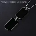 Hip-Hop-Halskette mit silberner Kugelkette und schwarzen Emaille-Doppel-Dog-Tags - Schwarze Tags mit silberner Kette