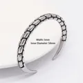 Minimalist vintage titanium steel cuff bracelet for men featuring woven scale texture - 5mm Woven Scale Pattern (Style 7)