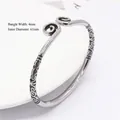 Retro eagle style silver stainless steel open bangle with intricate cloud engravings - Golden Hoop & Auspicious Cloud Style (Style 5)