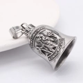 Retro Edelstahl Glockenanhänger Halskette mit Christophorus Relief und Text - Anhänger Ohne Kette (Saint Christopher Stil)