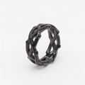 Anillo de corona de espinas negro minimalista de acero inoxidable para hombre estilo punk - US 7 / Negro