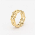 Anillo de corona dorado para hombre con un diseño tejido calado y textura elegante - US 7 / Dorado
