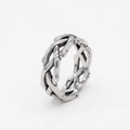 Anillo de corona de espinas retro para hombre en plata antigua y acero tejido - US 7 / Color Acero