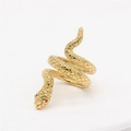 Vintage gold snake ring for men featuring red zircon eyes and textured scales - US 7 / Gold (Red Eyes)