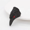 Gothic eagle ring in matte black finish with red gemstone eyes and feather texture - US 7 / Black