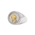Anillo de sello en acero con manos en oración en tono plateado y dorado mate - US 7 / Oro y Plata