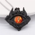 Gothic punk devil eye skull pendant necklace in black vintage stainless steel finish - Electric Black Light Red Eye Pendant Only (Without Chain)