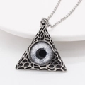 Retro Masonic All-Seeing Eye pyramid pendant necklace in vintage silver steel - Black/White Eye Pendant Only (Without Chain)
