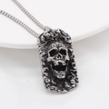 Punk-Edelstahl-Halskette mit rechteckigem Anhänger und antikem Silber-Totenkopf-Relief - Anhänger Ohne Kette 1