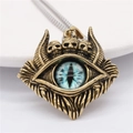 Gotische Totenkopf-Halskette mit blauem Evil-Eye-Anhänger in Antik-Gold-Optik - Gold Hellblaues Auge Anhänger Ohne Kette