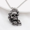 Vintage Punk Totenkopf Anhänger Halskette in Retro-Stahl-Optik mit runder Kugelkette - Anhänger Ohne Kette 2