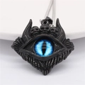 Gothischer schwarzer Totenkopf Teufelsauge Anhänger mit blauem Edelstein Kette - Elektroschwarz Blaues Auge Anhänger Ohne Kette