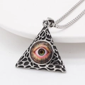 Retro stainless steel necklace with pyramid Eye of Providence pendant in silver finish - Flesh Eye Pendant Only (Without Chain)