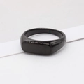 Polished black stainless steel signet ring with a minimalist flat rectangular top surface - US 6 / Black