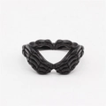 Gothic black skull hands heart ring in stainless steel, retro punk style jewelry for women - US 7 / Black