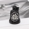 Nordischer Wikinger Valknut Glockenanhänger aus schwarzem Edelstahl für Herren Halsketten - Valknut Anhänger Ohne Kette