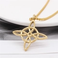 Golden Celtic knot pendant necklace with box chain on a minimalist white background - Gold Color Pendant Only (Without Chain)