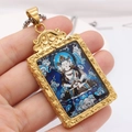 Golden zodiac guardian buddha pendant necklace with blue painted detail in titanium steel - Gold Vairocana Pendant Only (Without Chain)