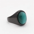 Bague avec pierre œil de chat verte et finition en métal noir de style vintage - Noir Électroplaqué Pierre Oeil de Chat Verte