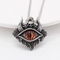 Halskette mit gotischem Stier-Teufelsauge-Anhänger, Totenkopf-Details und Silberkette - Anhänger mit Kaffeebraunem Stein (Ohne Kette)
