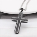 Heren kruis hanger ketting van titanium staal met zilver en zwart gaas textuur design - Zwarte Hanger Alleen (Zonder Ketting)