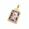 Golden titanium steel rectangular pendant featuring a Nine-Tailed Fox in vintage art style - Gold White Fox Pendant Only (Without Chain)