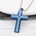 Collar para hombre con colgante de cruz de acero de titanio azul y cristal con cadena de bolas - Colgante Azul (Solo colgante, sin cadena)