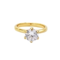 Classico anello di fidanzamento solitario a sei griffe con diamante tondo in oro - US 5 / Oro
