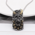 Retro horned skull devil pendant in antique silver and gold steel finish for men - Two Tone Gold Pendant Only (Without Chain)