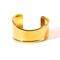 Polished wide gold-plated stainless steel cuff bracelet with irregular wavy edges - Smooth Wave Edge (szkk101g)