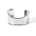 Polished silver stainless steel wide open cuff bracelet with wavy edges and stripes - Smooth Wave Edge (szkk101s)
