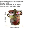 Moderner abstrakter Gesicht Übertopf aus Harz mit buntem Antik-Muster 18,5cm - Abstrakter Mehrfarbiger Blumentopf (Antik)