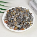 Polished mixed natural crystal gravel stones in a white tray for home decor - Grey Agate (7-9mm) 100g