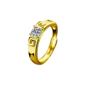 Vergoldeter Ring aus 925er Silber mit Moissanit, Mäandermuster und verstellbarer Passform - Ewige Liebe Herrenring (Gold)