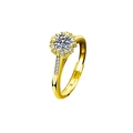 Moissanit-Silberring in Goldoptik mit Blumencluster und verstellbarem Ringband - Ewige Liebe Damenring (Gold)