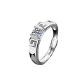 Moissanit-Silberring mit geometrischer Gravur und verstellbarer Ringschiene - Ewige Liebe Herrenring (Platinsilber)