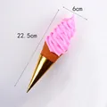 Pink artificial ice cream cone model for display, size 22.5cm by 6cm, realistic PVC craft - Pink