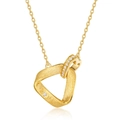 Elegante collar de plata 925 con colgante geométrico cepillado y detalle de corazón - Dorado