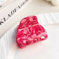 Pink marble acetate hair claw clip for ponytail styling with elegant glossy finish - Rose Red