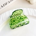Green tortoise shell acetate hair claw clip with leopard pattern for women hairstyles - Speckled Green