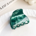 Dark green marble acetate hair claw clip for elegant ponytail styling and secure grip - Emerald Green