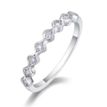 925 sterling silver wave ring featuring a row of sparkling inlaid moissanite stones - R13062 Moissanite 8-piece Ring